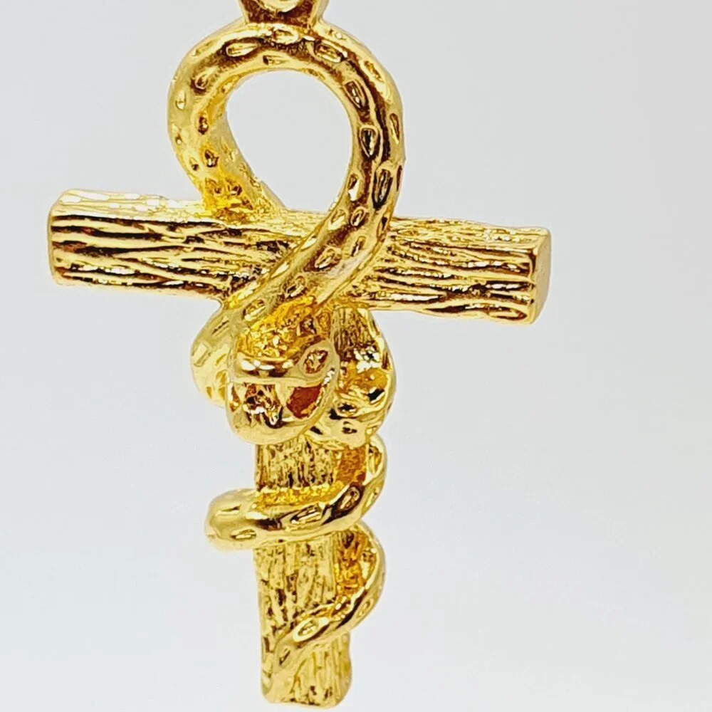 Gothic Snake Wrapped Cross Necklace for Men, BL55590025